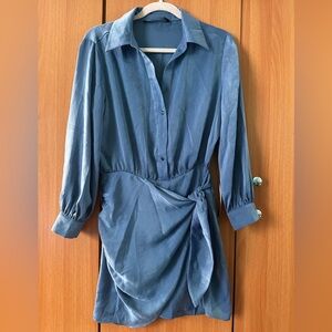 Zara Blue Long Sleeve Dress Sz S